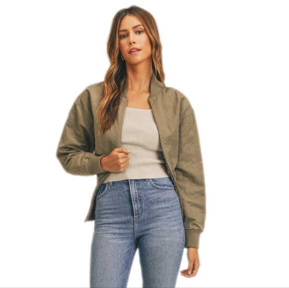 Mable Jackets & Blazers - MABLE GAIA LONG SLEEVE TWO WAY JACKET,Olive, Womens Medium,(listing As)